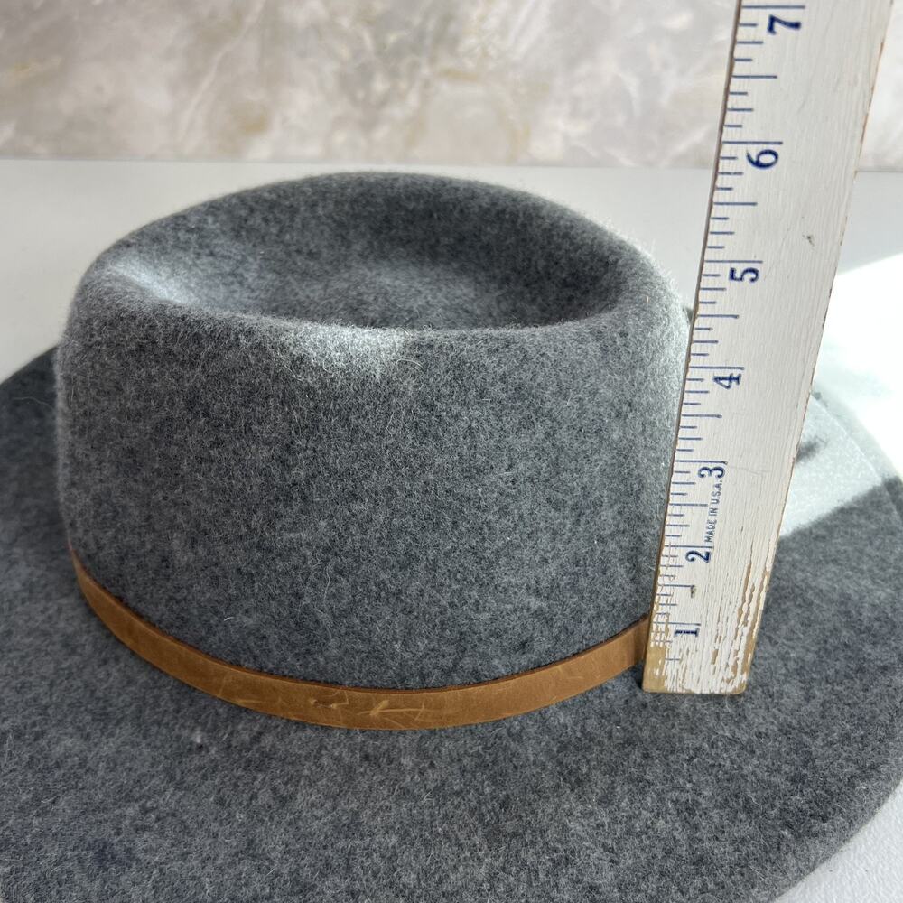 Frye Fedora Hat Women's S/M Gray Felted 100% Wool With Leather Band - Picture 7 of 14